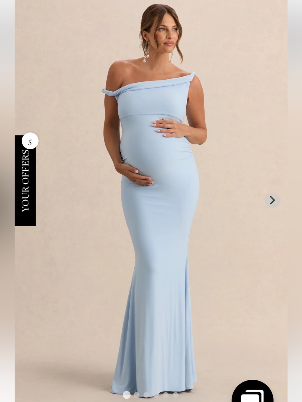 Club L London One-Shoulder Maternity Gown in Light Blue